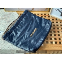 Buy Cheap Chanel 22 Shiny Calfskin Leather Shopping Bag AS3261 Blue 2024