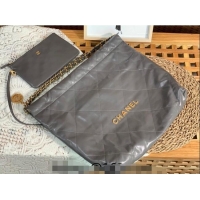 Best Price Chanel 22 Shiny Calfskin Leather Shopping Bag AS3261 Grey 2024