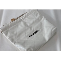 Affordable Price Chanel 22 Shiny Calfskin Leather Shopping Bag AS3261 White/Black 2024