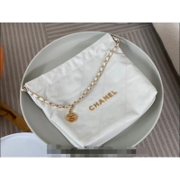 Affordable Price Chanel 22 Matte Calfskin Leather Small Shopping Bag AS3260 White/Aged Gold 2024