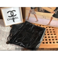 Promotional Chanel 22 Shiny Calfskin Small Shopping Bag AS3260 Black/Gunmetal 2024