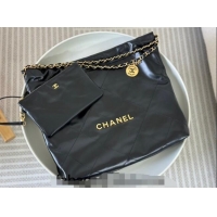 Top Quality Chanel 22 Matte Calfskin Leather Shopping Bag AS3261 Black/Gold 2024