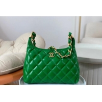 Buy Classic Chanel Shiny Lambskin Large Hobo bag AS4923 Green 2024