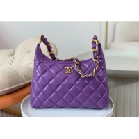 Best Price Chanel Shiny Lambskin Large Hobo bag AS4923 Purple 2024