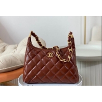 Modern Classic Chanel Shiny Lambskin Large Hobo bag AS4923 Brown 2024