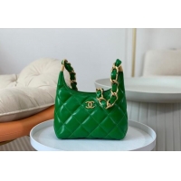 Best Price Chanel Shiny Lambskin Small Hobo bag AS4922 Green 2024