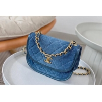 Sophisticated Chanel Washed Denim Small Messenger bag AS4850 Blue 2024