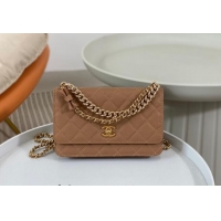 New Release Creation Chanel Grained Calfskin Wallet on Chain WOC Bag 96073 Bow Brown 2024