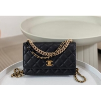 Grade Quality Chanel Grained Calfskin Wallet on Chain WOC Bag 96073 Bow Black 2024