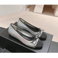 Hot Style Chanel Sequins Classic Ballet Flats Silver 407015