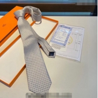 New Product Hermes H Silk Tie 0513 Grey 2023