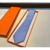 Grade Quality Hermes H Silk Tie 0513 Light Blue 2023