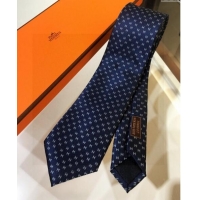 Buy Cheap Hermes Silk Tie with Double H 05074 Navy Blue 2023