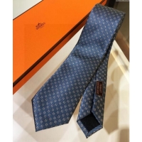 New Design Hermes Silk Tie with Double H 05074 Dusty Blue 2023 