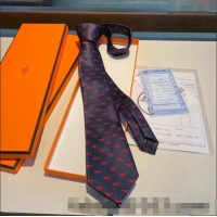 Original Cheap Hermes Horse Silk Tie 1019 Navy Blue/Red 2023