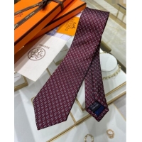 Luxury Classic Hermes 7 H au Maillon Silk Tie H92105 Deep Red 2023