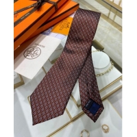 Newly Launched Hermes 7 H au Maillon Silk Tie H92107 Orange 2023