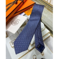 New Stylish Hermes H Silk Tie H92113 Blue 2023 