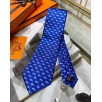 Cheap Luxury Hermes H Games Silk Tie H92119 Blue 2023 