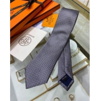 Inexpensive Hermes Tie 7 H au Maillon Silk Tie H92121 Grey 2023