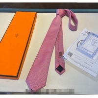 Classic Hermes Quilted Silk Tie 030401 Pink 2024