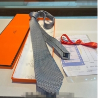 Luxury Classic Hermes H Silk Tie 040802 Grey 2024