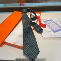 Fashion Show Collections Hermes Chaine Silk Tie 0408 Green 2024