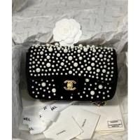 Buy Cheap Chanel Velvet Mini Flap Bag with Pearls AS2288 Black 2024