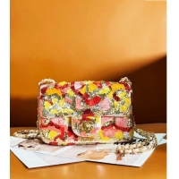 Buy Fashionable Chanel Mini Flap Bag with Sequins and Ribbon AS7067 Orange 2024