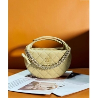 Famous Brand Chanel Grained Shiny Calfskin Pouch with Bow Chain AP3943 Yellow 2024