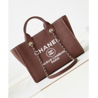 Super Quality Chanel Deauville Mixed Fibers & Calfskin Small Shopping Bag AS3257 Brown/White 2024