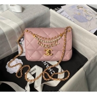 Reasonable Price Chanel Shiny Lambskin Mini Flap Bag with Pearls AS4986 Light Pink 2024