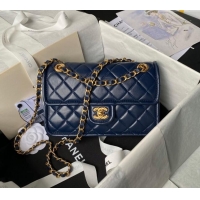 New Style Chanel Lambskin Square Small Flap Bag AS3587 Blue 2024