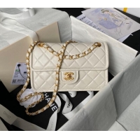 Famous Brand Chanel Lambskin Square Small Flap Bag AS3587 White 2024