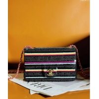 Best Quality Chanel Sequins Mini Classic Flap bag A69900 Black 2024