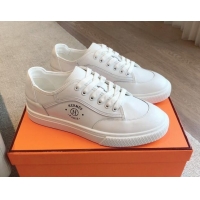 Unique Style Hermes Get Low-top Sneakers in White Calfskin with "Hermès Paris" 606008