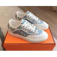 Purchase Hermes Get Low-top Sneakers in Blue Printed Calfskin 606010