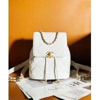 Good Product Chanel Lambskin Backpack Bag AS4866 White 2024