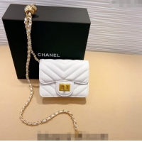 New Design Chanel Boy Chevron Lambskin Chain Belt Bag 0708 White 2024