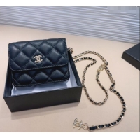 Unique Grade Chanel Lambskin Chain Mini Belt Bag 0708 Black 2024