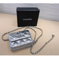 New Style Chanel Lambskin Chain Mini Belt Bag 0708 Silver 2024