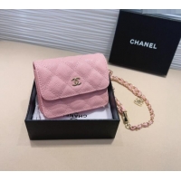 Traditional Specials Chanel Grained Calfskin Chain Mini Belt Bag 0708 Light Pink 2024