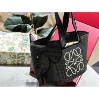 Grade Cheapest Loewe Elephant Straw Tote Bag 0709 Black 2024