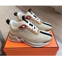 Duplicate Hermes Heros Sneakers in Knit and Suede Beige 606022