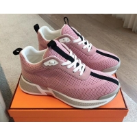 Trendy Design Hermes Heros Sneakers in Knit and Suede Pink 606026