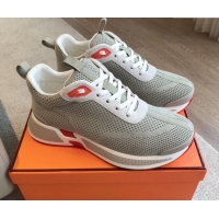 Fashion Luxury Hermes Heros Sneakers in Knit and Suede Grey/White 606027