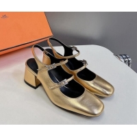 Best Price Hermes Jackie Slingback Pumps 5cm in Calfskin with H Buckle Gold 703050