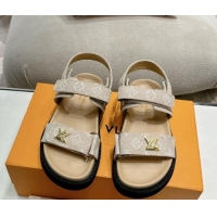 Best Product Louis Vuitton Bom V Sunset Flat Comfort Sandals in Monogram Denim Beige 703095