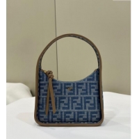 Buy Luxury Fendi Mini Fendessence Mini Hobo bag in 4095 Light Blue FF Denim Fabric 2024