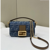 Buy Classic Fendi Baguette Mini bag in 4106 Light Blue FF Denim Fabric 2024